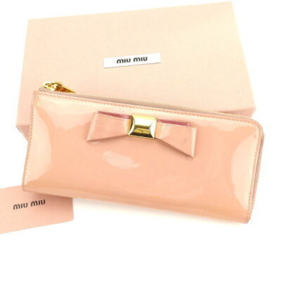 Miu Miu long Wallet zipper ribbon motif pink - Picture 1 of 6